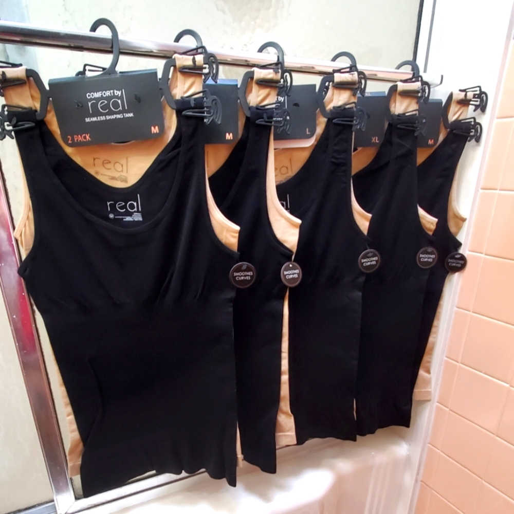 NWT Comfort by Real 2PK Seamless Shaping Tanks; Black/Nude; M, L, XL; $35 Each.